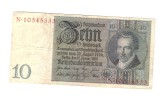 Bancnota Germania 10 mark/marci 22 ianuarie 1929, stare buna