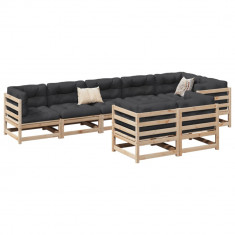 Set canapea de gradina cu perne, 8 piese, lemn masiv de pin