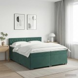 Cumpara ieftin Pat boxspring cu saltea Verde inchis 200 x 200 cm Catifea