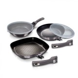 Cumpara ieftin Set 3 Tigai Berlinger Haus Carbon Pro BH 7048, Marmura, Antiaderente, 20/24/28cm + Capace