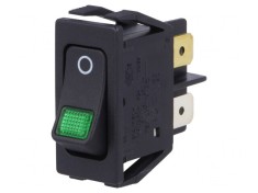 Comutator Bascule DPST ON-OFF 16A 250V Negru IP40 230V Bec foto