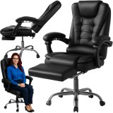 Scaun de birou ergonomic cu suport pentru picioare, negru, Malatec