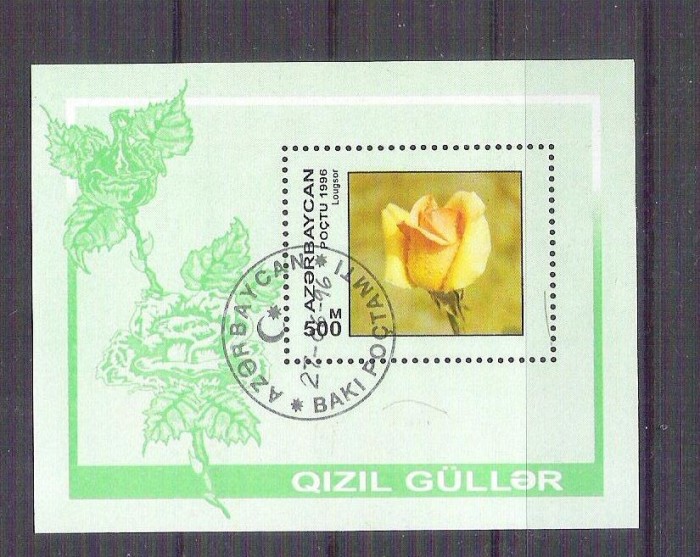 Azerbaijan 1996 Flowers, Roses, perf. sheet, used AB.038