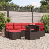 vidaXL Set de canapele pentru grădină 7 pcs Maro și roșu Rattan poli 3348860