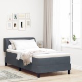 vidaXL Pat cu saltea cu arcuri Gri &icirc;nchis 80x200 cm Catifea Gri &icirc;nchis