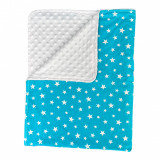 Paturica bebe dubla bumbac mincky pufos 75x95 cm stelute pe Turquise, Deseda