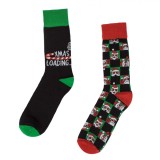 șosete Crăciun Bărbați, Christmas Loading, Multicolor, Mărime 41-46, Set 2 Perechi, Oem
