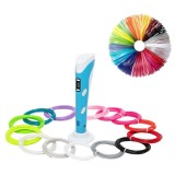 Cumpara ieftin Creion 3D cu filament, albastru deschis alb, 1.75 mm, 20 culori, 310 m, compatibil PLA ABS, ecran LCD, temperatura reglabila, motor metalic, duza cera