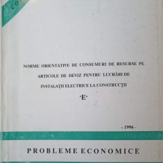 NORME ORIENTATIVE DE CONSUMURI DE RESURSE PE ARTICOLE DE DEVIZ PENTRU LUCRARI ELECTRICE LA CONSTRUCTII "E"-INCER