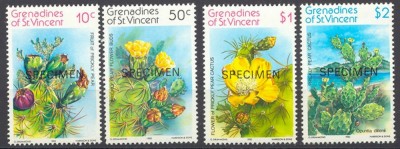Ins. St. Vincent - Grenadines, flori de cactus, supratipar SPECIMEN, 1982, MNH foto