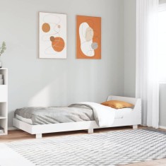 vidaXL Cadru pat fără saltea, alb, 90x190 cm, lemn masiv de pin