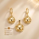 Set Cuib de Aur , cercei E i pandantiv placati cu aur 14K