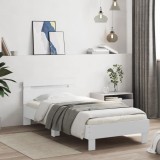 VidaXL Cadru de pat cu tăblie, alb, 90x200 cm, lemn prelucrat