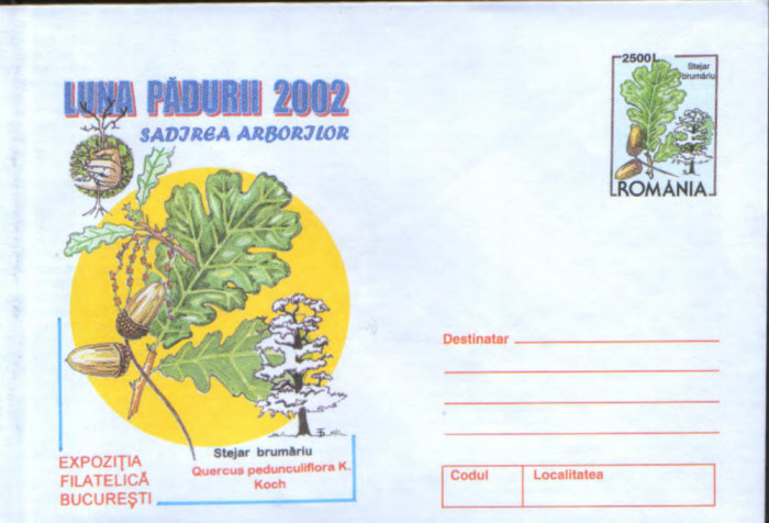 Intreg pos plic nec 2002 - Luna Padurii - sadirea arborilor - Stejar brumariu