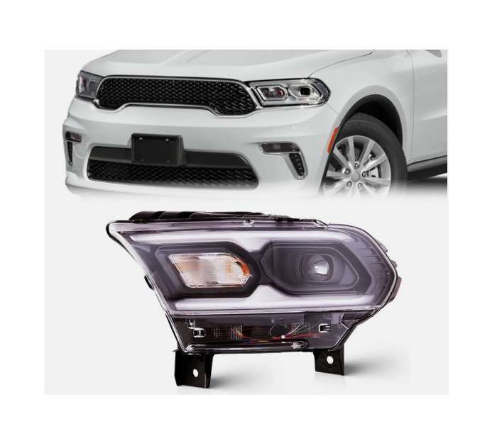 Far Dodge Durango, 07.2020-, montare fata, stanga, cu lumini de zi tip LED; Tip=USA; LED; manual; negru; Omologare: SAE; LED; fara marcaj &amp;quot;DODGE
