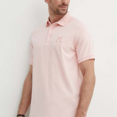 Karl Lagerfeld tricou polo barbati, culoarea roz, neted, 542221.745890