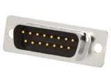 Mufă D-Sub 15 PIN Aurită Neagră pentru Lipire pe Cablu