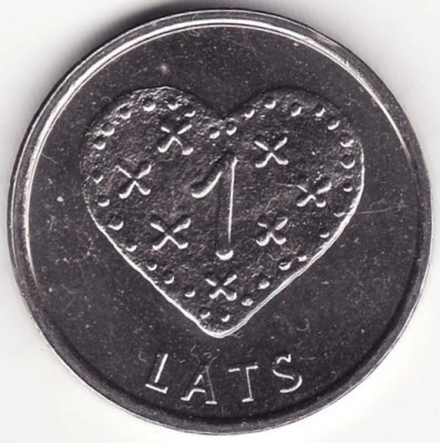 Moneda Letonia - 1 Lats 2011 - Inima foto