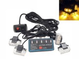 4 x 2 Led 12v Lumina Stroboscopica de Avertizare 24 Moduri Lampa Galben