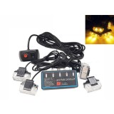 4 x 2 Led 12v Lumina Stroboscopica de Avertizare 24 Moduri Lampa Galben
