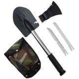 Lopata Multifunctionala 8 in 1 IdeallStore&reg;, Otel Inoxidabil, Topor, Fierastrau, Cutit, 51cm, Negru