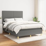 Cumpara ieftin Pat box spring cu saltea, gri &icirc;nchis, 140x200 cm, textil