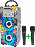 Boxa portabila de jucarie pentru karaoke + 2 microfoane -CA NOU