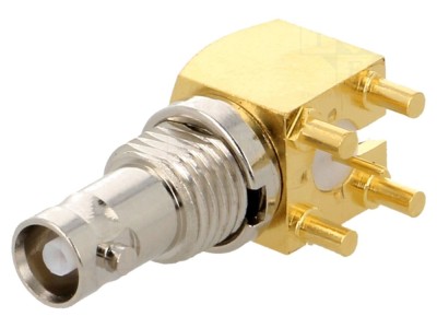 Conector Micro BNC mamă 90&amp;deg; 75&amp;Omega; aurit foto
