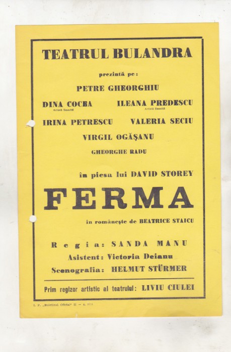 bnk div Afis mic - Teatrul Bulandra - Ferma