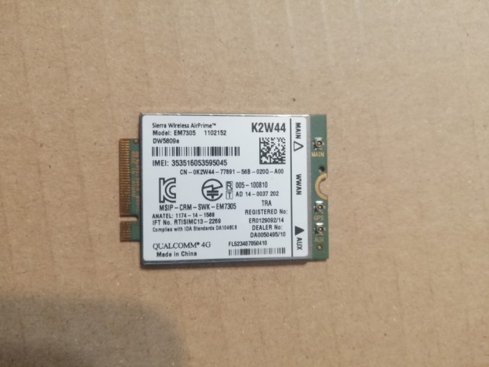 Modem 4G Dell Latitude E5250 5000 Series E5450 E5550 K2W44 0K2W44