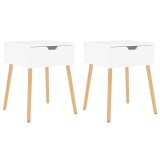 Dulapuri noptiera, 2 buc., alb, 40x40x56 cm, lemn prelucrat