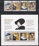 St. Lucia 1977 - 400 de ani de la nașterea lui Rubens, Serie + Colita, MNH, Nestampilat
