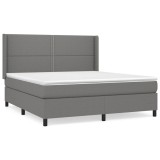 Cumpara ieftin Pat box spring cu saltea, gri inchis, 180x200 cm, textil