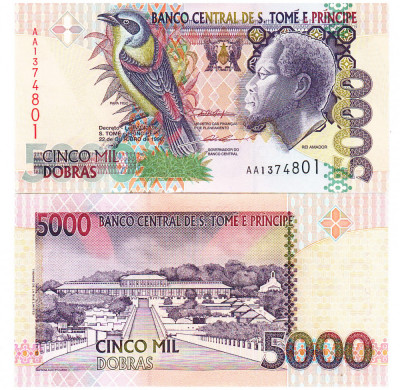 Sao Tome &amp;amp; Principe 5 000 Dobras 1996 UNC foto