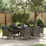 Cumpara ieftin Set de masă pentru grădină cu pernă 7 pcs Gri Rattan poli