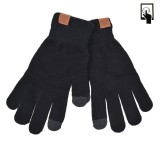 Mănuși Ecran Tactil, Original Vintage, Patch Maro, Negru, Adolescenti 9-14 Ani, Acril