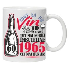 Cana alba personalizata &quot;Un Vin Bun 1965-60&quot;, INOVATIX&reg;️. 330ml