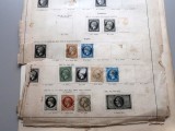 Colecție timbre clasice Franța 1852&ndash;1869 (Napoleon III) pe pagină de album filatelic &ndash; 7 timbre originale -A42
