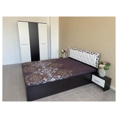 Dormitor Mario Wenge cu Pat Matrimonial Wenge 160 cm x 200 cm, Dulap 3 usi Wenge si Noptiere Wenge foto