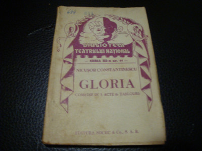 Biblioteca Teatrului National- Nicusor Constantinescu-Gloria-teatru- interbelica foto