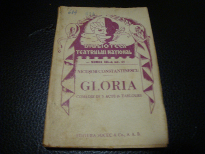 Biblioteca Teatrului National- Nicusor Constantinescu-Gloria-teatru- interbelica