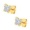 Cercei din aur galben de 14K - fluture &icirc;ncrustat cu cristale Swarovski
