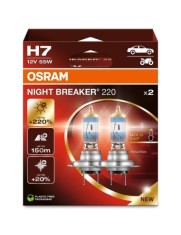 Set 2 becuri auto halogen Osram H7 Night Breaker +220% 12V, 55W
