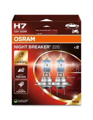Set 2 becuri auto halogen Osram H7 Night Breaker +220% 12V, 55W foto