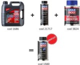 Pachet Schimb Ulei Motor Liqui Moly Motorbike 10W-50 Street Race, Aditiv MoS2 GRATUIT, 4L Ulei, Solutie Curatare Motor, Aditiv Benzina