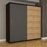Dulap Dormitor Nova Eco 200 cm x 200 cm fara oglinda, wenge cu usi glisante gri oak craft gold