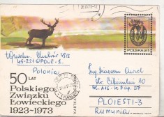 bnk cp Polonia 1973 - Fauna - marca fixa - circulata spre Romania