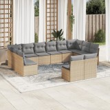 VidaXL Set canapele de grădină cu perne, 12 piese, bej, poliratan 3218369