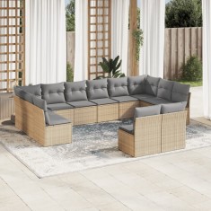 vidaXL Set canapele de grădină cu perne, 12 piese, bej, poliratan 3218369