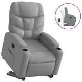 Fotoliu rabatabil cu ridicare, gri deschis, material textil